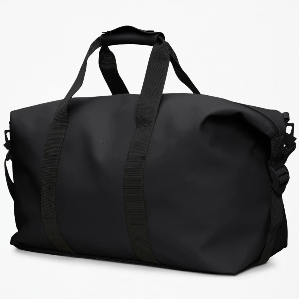 Rains Hilo Weekend Bag in Black with Shoulder Strap, 36L